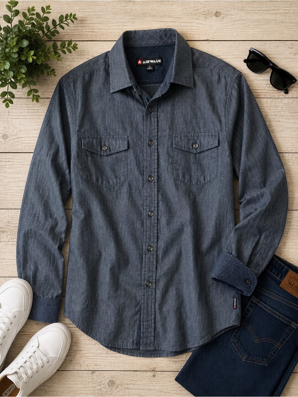 Airwalk Men's Charcoal Button-Down Shirt
